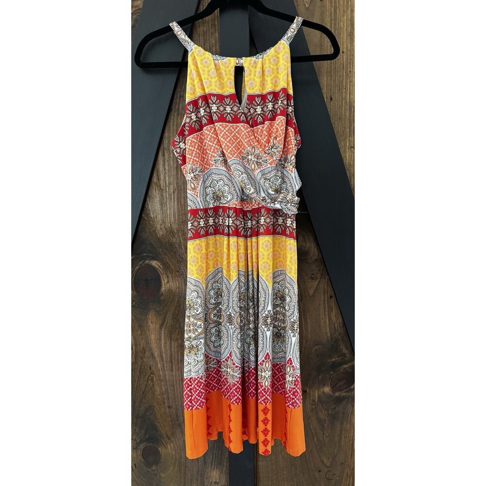 Valerie Bertinelli Wrap Dress Colorful Above Knee Stretch Waist Size 14